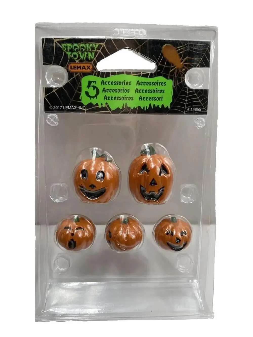 LEMAX Spooky Town Accessories 5 PUMPKIN HEADS Halloween 14852 - RETIRED 2017